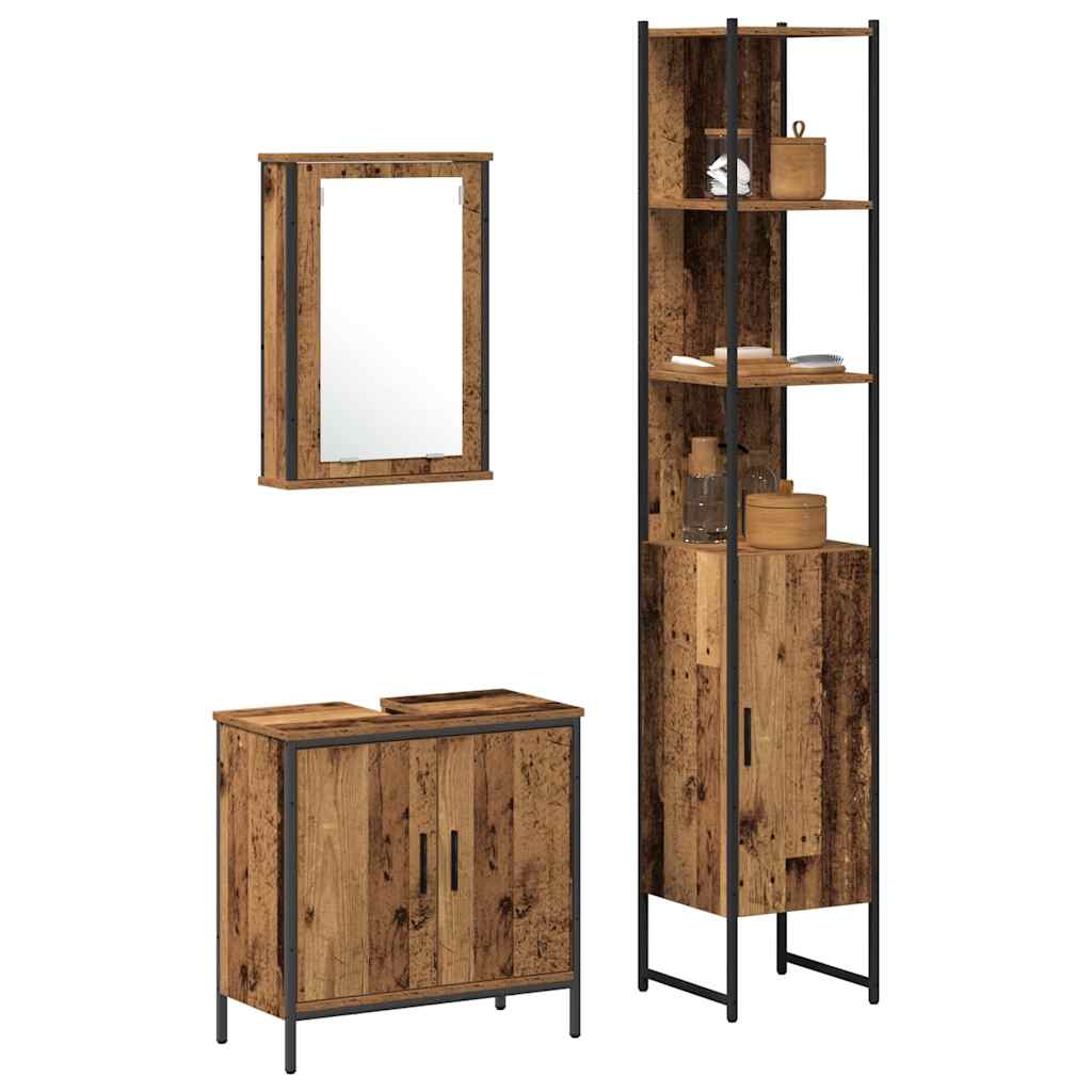 Badeværelsesmøbel Sæt Med Hylde 3 Pcs Brun 33 X 33 X 185.5 Cm - Billede 3