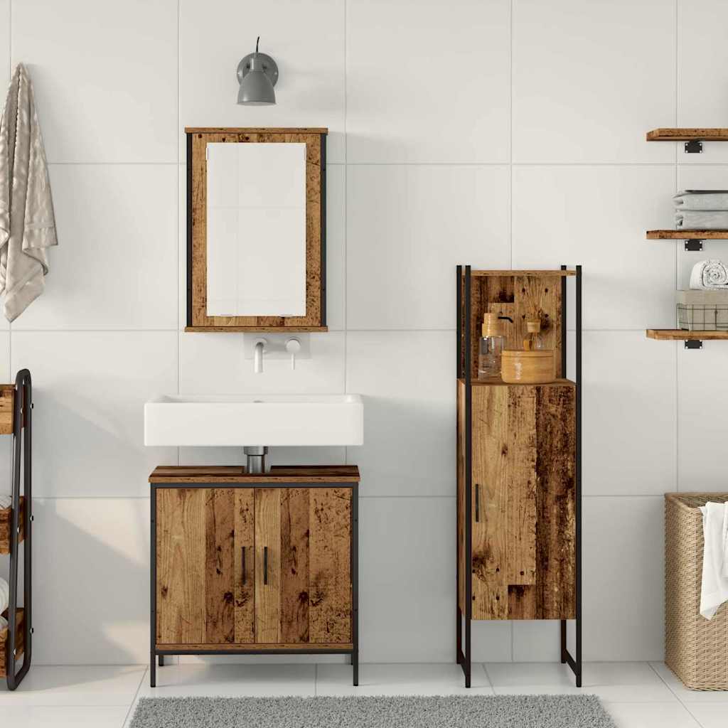 Badeværelsesmøbel Sæt Med Dør 3 Pcs Brun 33 X 33 X 120,5 Cm - Billede 4