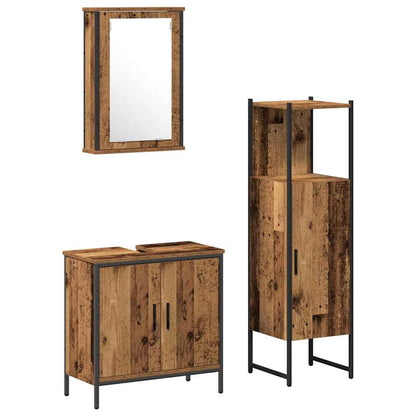 Badeværelsesmøbel Sæt Med Dør 3 Pcs Brun 33 X 33 X 120,5 Cm - Billede 2