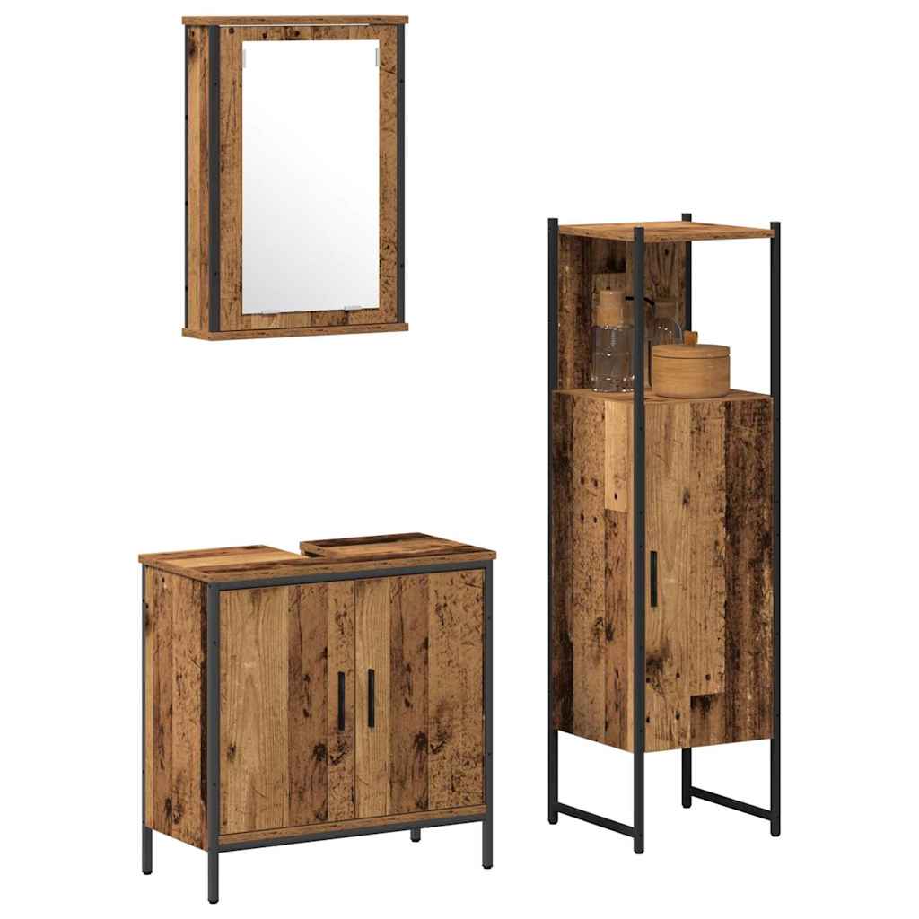 Badeværelsesmøbel Sæt Med Dør 3 Pcs Brun 33 X 33 X 120,5 Cm - Billede 3