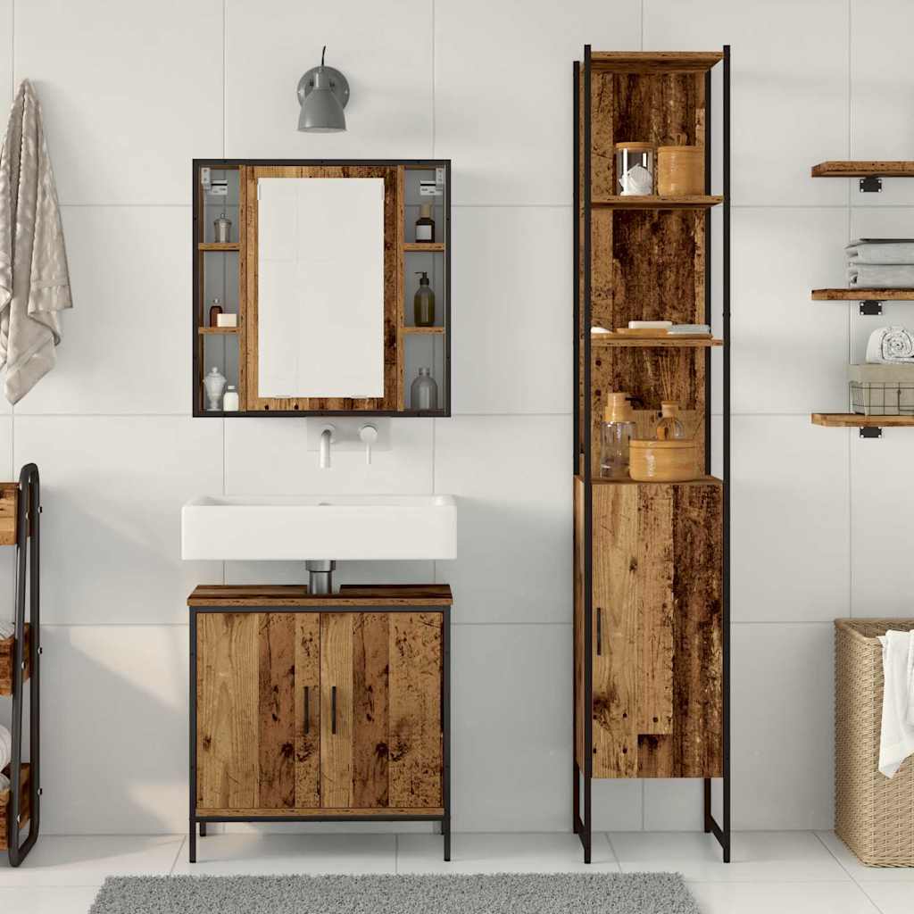 Badeværelsesvaske 3 Pcs Brun 33 X 33 X 185.5 Cm Konstrueret Træ - Billede 4