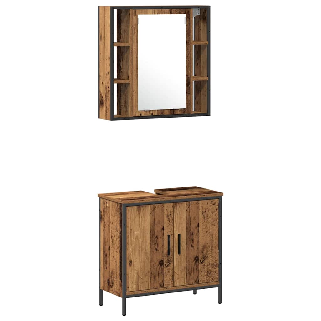 Badeværelsesvaske 3 Pcs Brun 33 X 33 X 185.5 Cm Konstrueret Træ - Billede 6