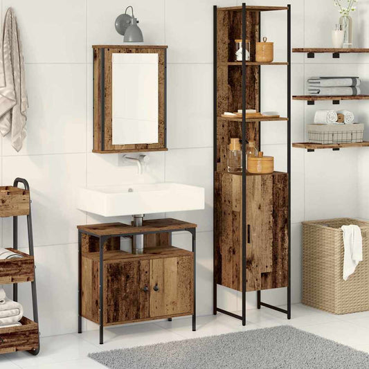 Badeværelsesmøbel Sæt 3 Pcs Gammelt Træ 33 X 33 X 185.5 Cm - Hovedbillede