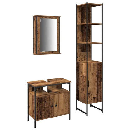 Badeværelsesmøbel Sæt 3 Pcs Gammelt Træ 33 X 33 X 185.5 Cm - Billede 2