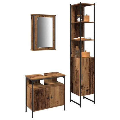 Badeværelsesmøbel Sæt 3 Pcs Gammelt Træ 33 X 33 X 185.5 Cm - Billede 3