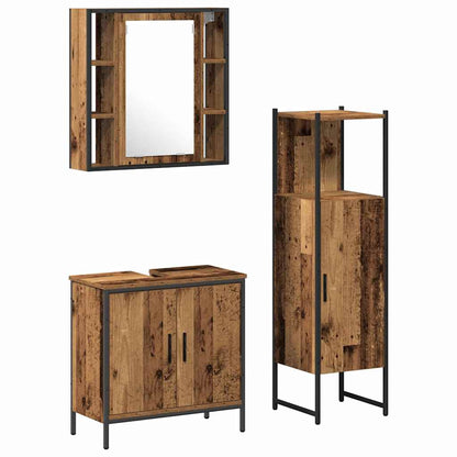 Badeværelsesmøbel Sæt Med Dør 3 Pcs Brun 33 X 33 X 120,5 Cm - Billede 2