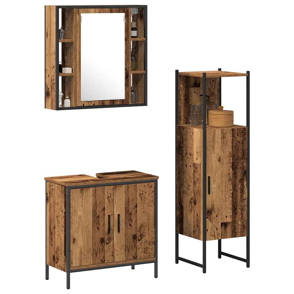 Badeværelsesmøbel Sæt Med Dør 3 Pcs Brun 33 X 33 X 120,5 Cm - Billede 3