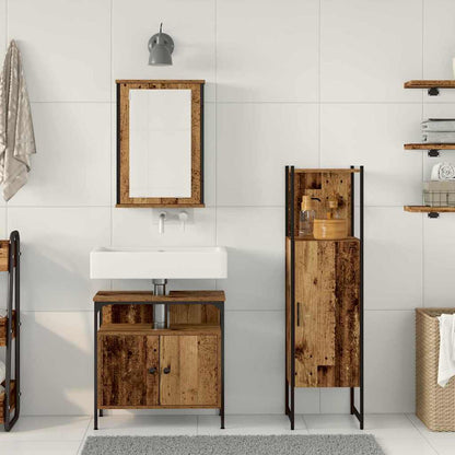 Badeværelsesmøbel Sæt Med Dør 3 Pcs Brun 33 X 33 X 120,5 Cm - Billede 4