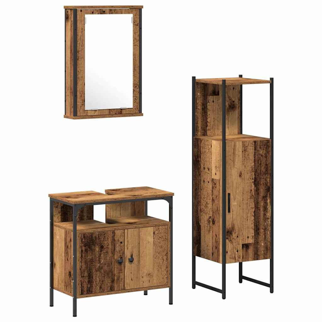 Badeværelsesmøbel Sæt Med Dør 3 Pcs Brun 33 X 33 X 120,5 Cm - Billede 2