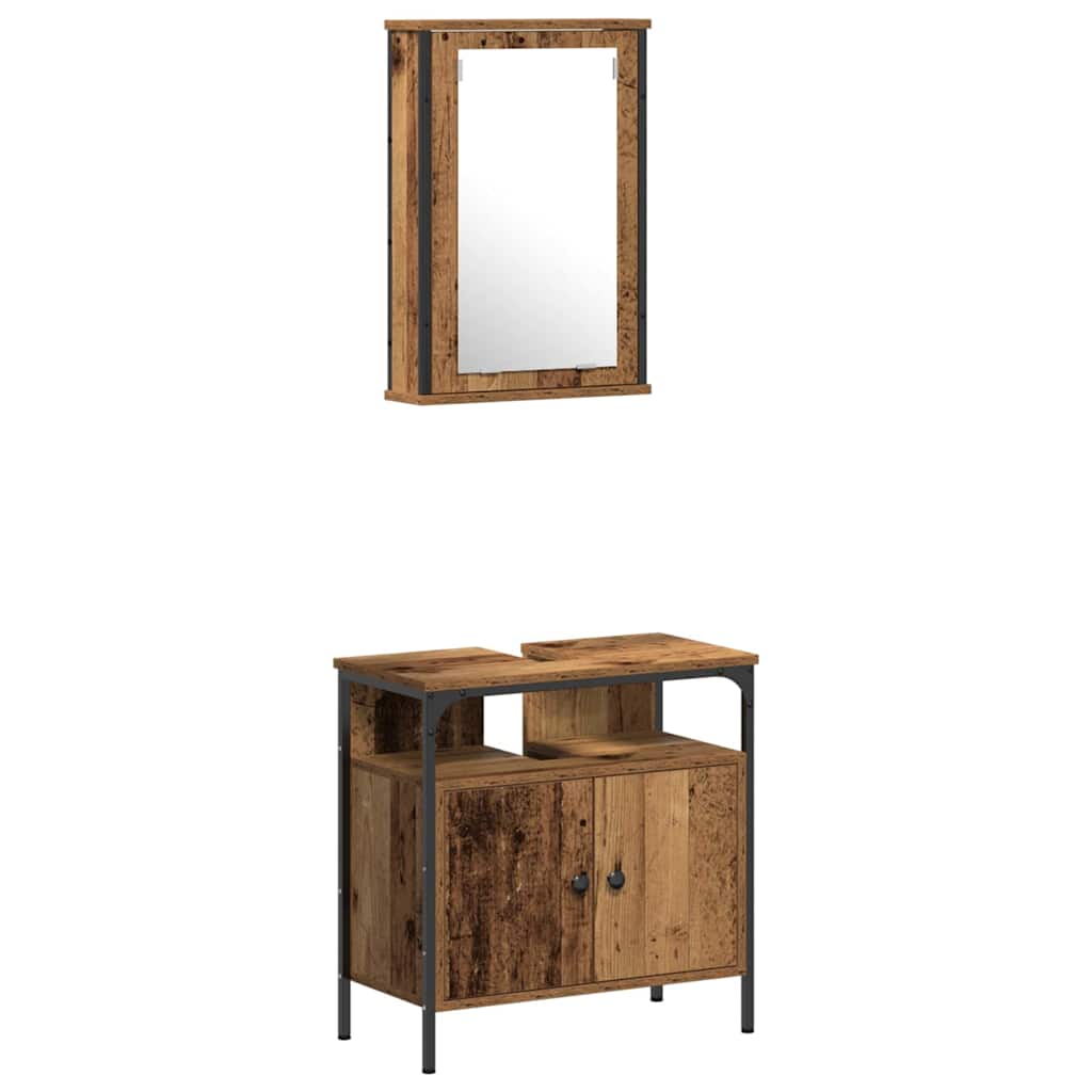 Badeværelsesmøbel Sæt Med Dør 3 Pcs Brun 33 X 33 X 120,5 Cm - Billede 6