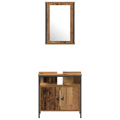 Badeværelsesmøbel Sæt Med Dør 3 Pcs Brun 33 X 33 X 120,5 Cm - Billede 8