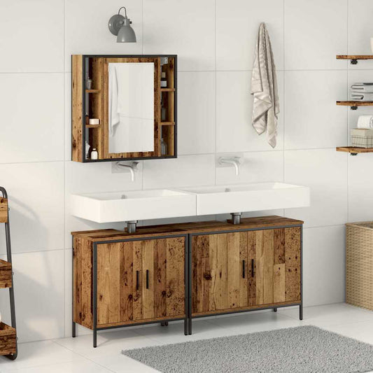 Badeværelsesmøbel Sæt Med Hylde 3 Pcs Brun 60 X 16 X 60 Cm - Hovedbillede