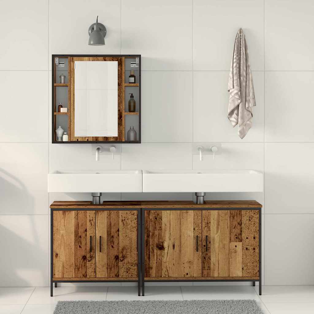 Badeværelsesmøbel Sæt Med Hylde 3 Pcs Brun 60 X 16 X 60 Cm - Billede 4