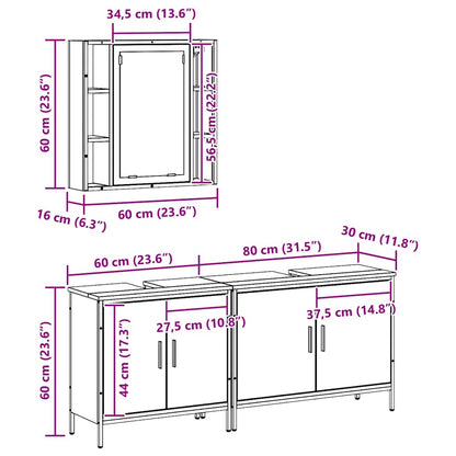 Badeværelsesmøbel Sæt Med Hylde 3 Pcs Brun 60 X 16 X 60 Cm - Billede 13