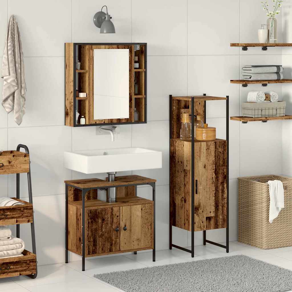 Badeværelsesmøbel Sæt Med Hylde 3 Pcs Brun 60 X 30 X 60 Cm - Hovedbillede
