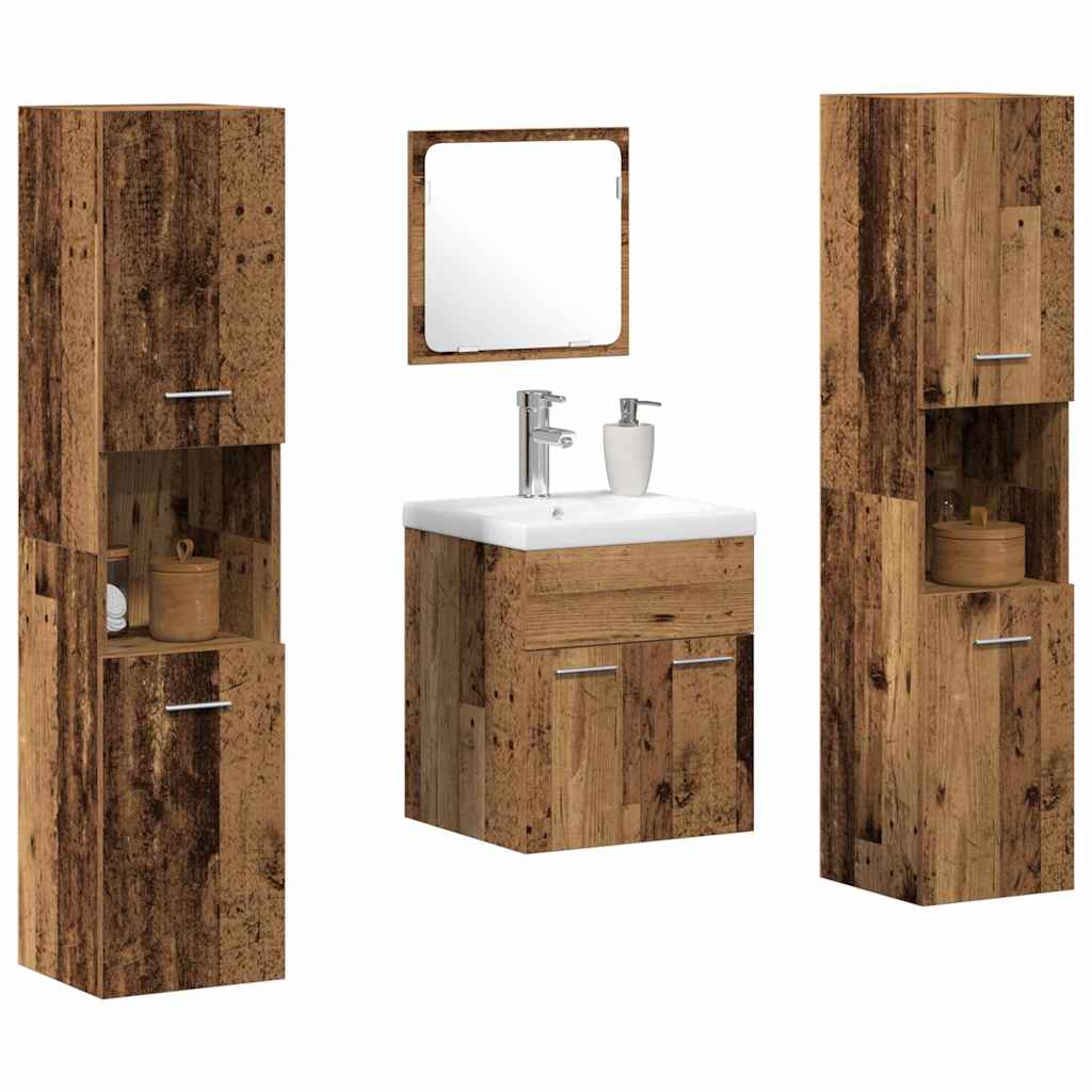 Badeværelsesmøbel Sæt 4 Pcs Gammelt Træ 41 X 38.5 X 46 Cm - Billede 3