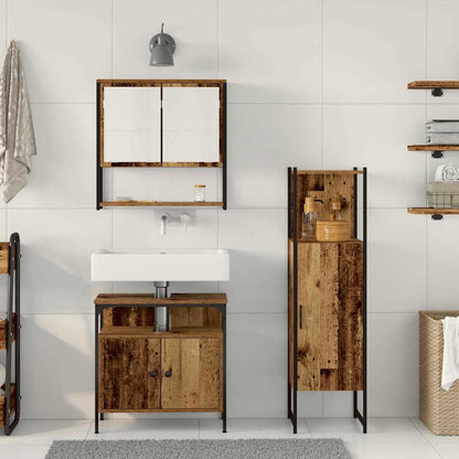 Badeværelsesmøbel Sæt Med Dør 3 Pcs Brun 33 X 33 X 120,5 Cm - Billede 4