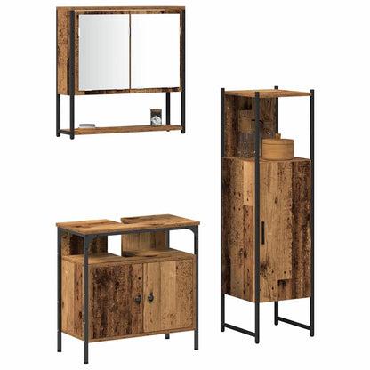 Badeværelsesmøbel Sæt Med Dør 3 Pcs Brun 33 X 33 X 120,5 Cm - Billede 3