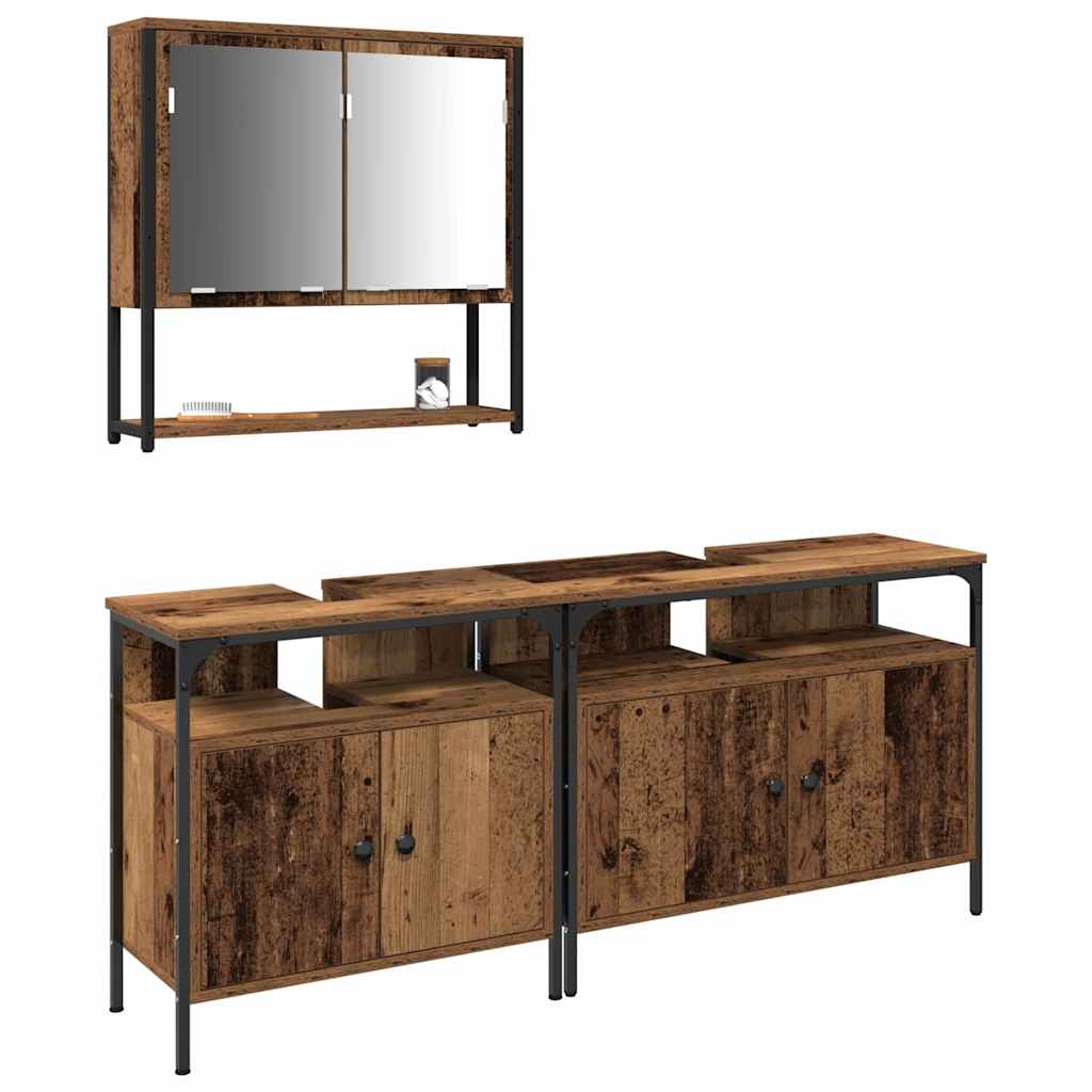 Badeværelsesmøbel Sæt Med Opbevaring 3 Pcs Brun 80 X 30 X 60 Cm - Billede 3