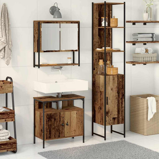 Badeværelsesmøbel Sæt 3 Pcs Gammelt Træ 33 X 33 X 185.5 Cm - Hovedbillede