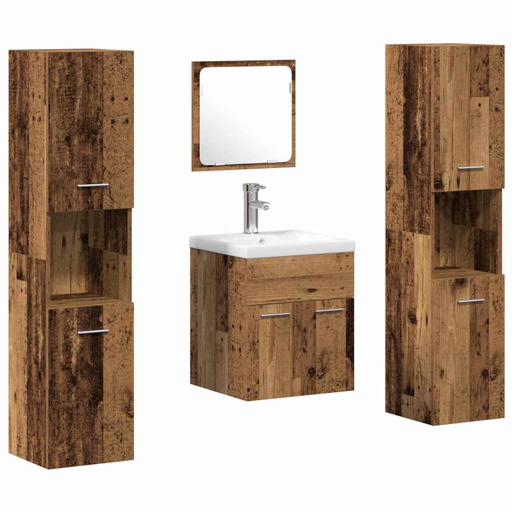 Badeværelsesmøbel Sæt 5 Pcs Gammelt Træ 41 X 38.5 X 46 Cm - Billede 2