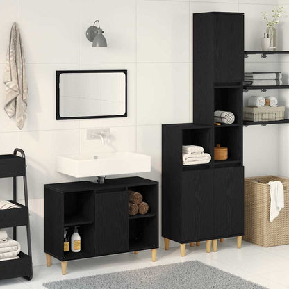 Badeværelsesmøbel Sæt Med Opbevaring 3 Pcs Sort 60 X 30 X 60 Cm - Hovedbillede