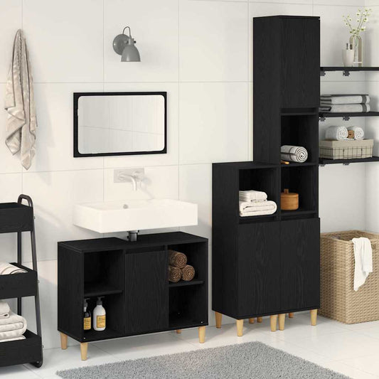 Badeværelsesmøbel Sæt Med Opbevaring 3 Pcs Sort 60 X 30 X 60 Cm - Hovedbillede