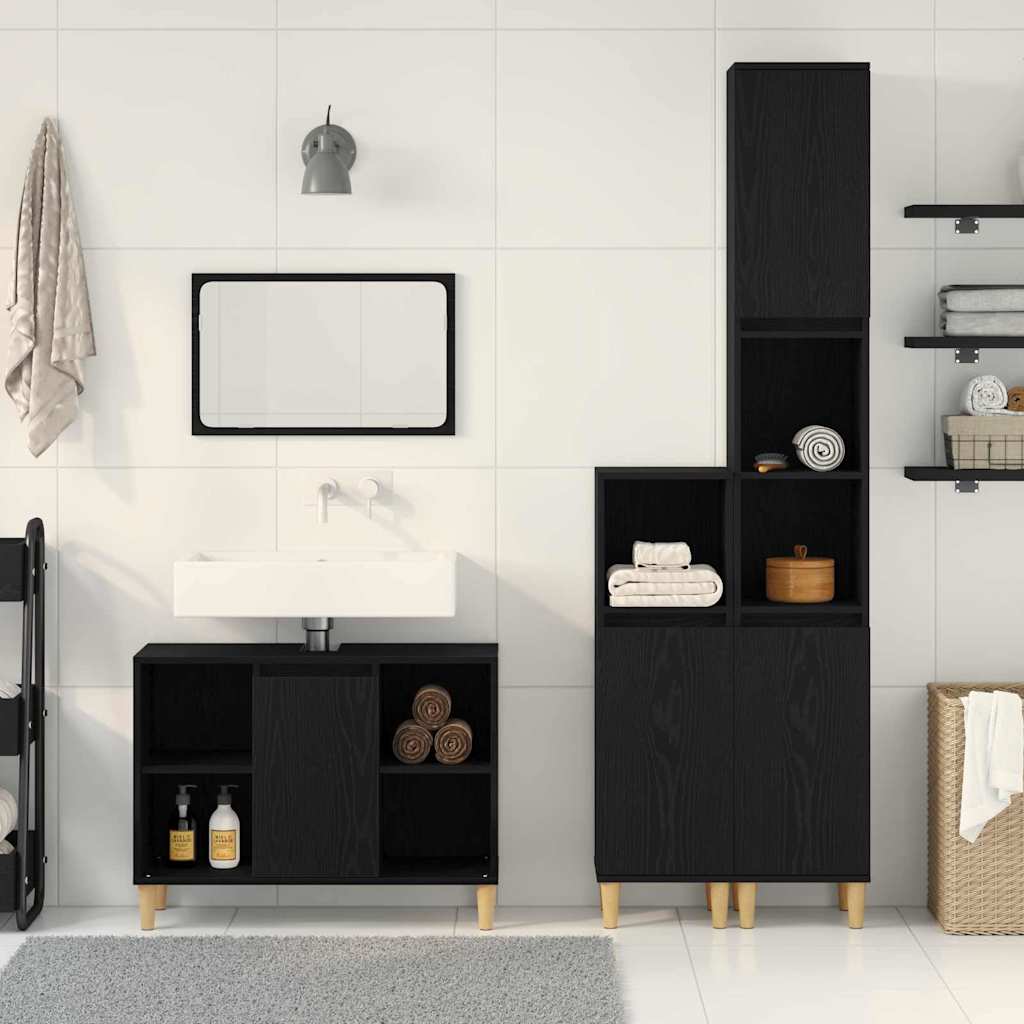 Badeværelsesmøbel Sæt Med Opbevaring 3 Pcs Sort 60 X 30 X 60 Cm - Billede 4