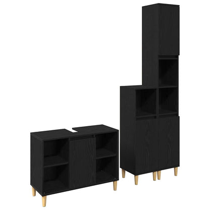 Badeværelsesmøbel Sæt Med Opbevaring 3 Pcs Sort 60 X 30 X 60 Cm - Billede 5