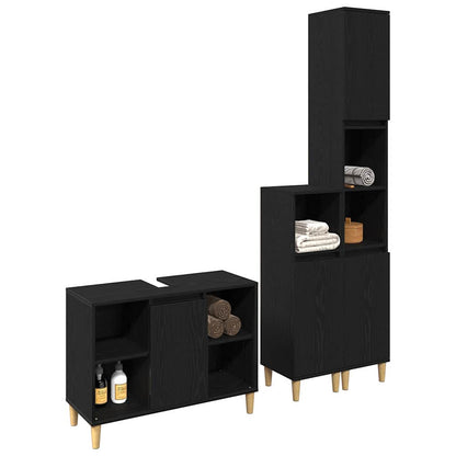 Badeværelsesmøbel Sæt Med Opbevaring 3 Pcs Sort 60 X 30 X 60 Cm - Billede 3