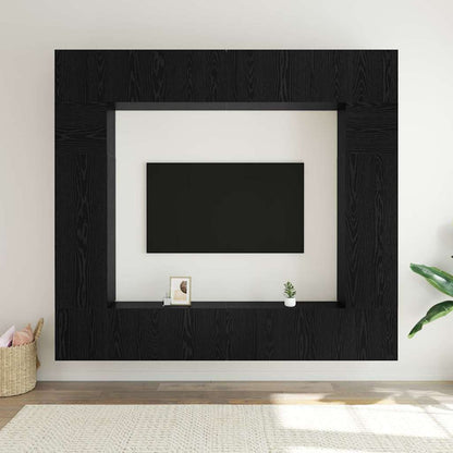 Tv-møbelsæt 8 Pcs Sort Eg 100 X 30 X 30 Cm Konstrueret Træ - Billede 4