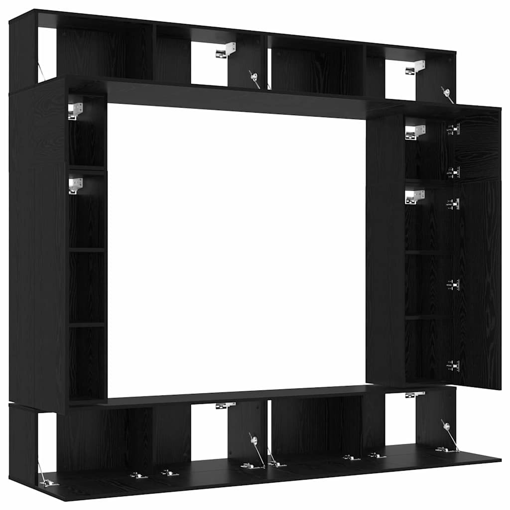 Tv-møbelsæt 8 Pcs Sort Eg 100 X 30 X 30 Cm Konstrueret Træ - Billede 5