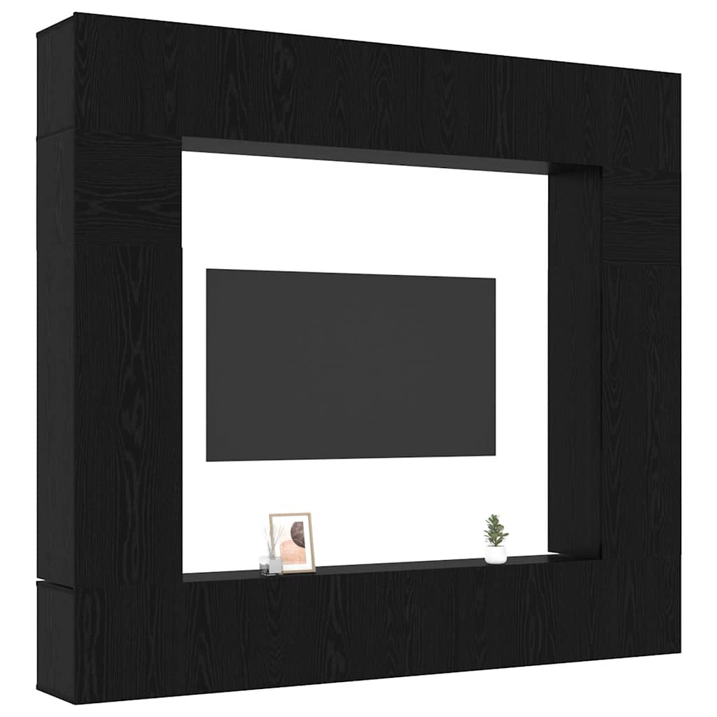 Tv-møbelsæt 8 Pcs Sort Eg 100 X 30 X 30 Cm Konstrueret Træ - Billede 3