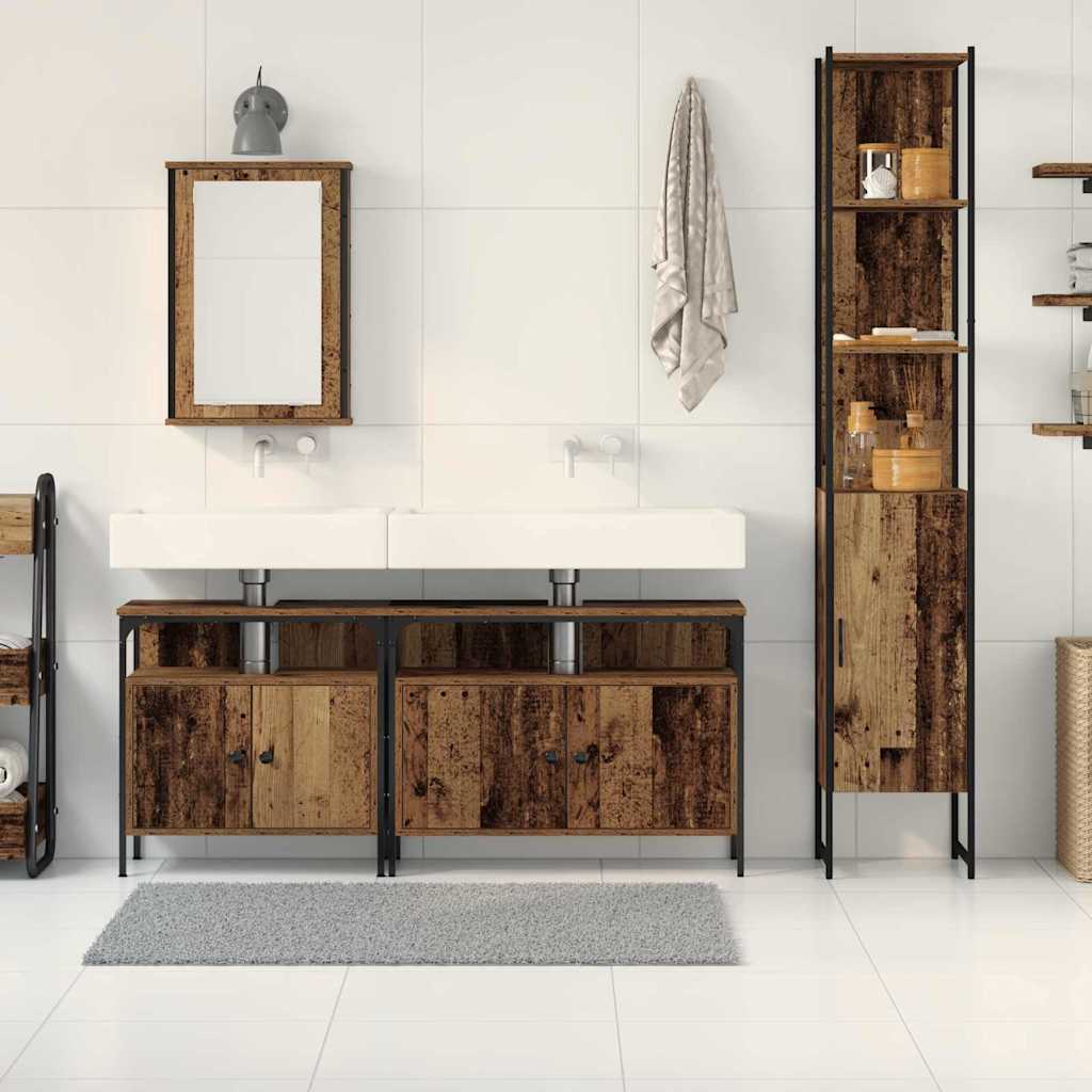 Badeværelsesmøbel Sæt 4 Pcs Gammelt Træ 33 X 33 X 185.5 Cm - Billede 4