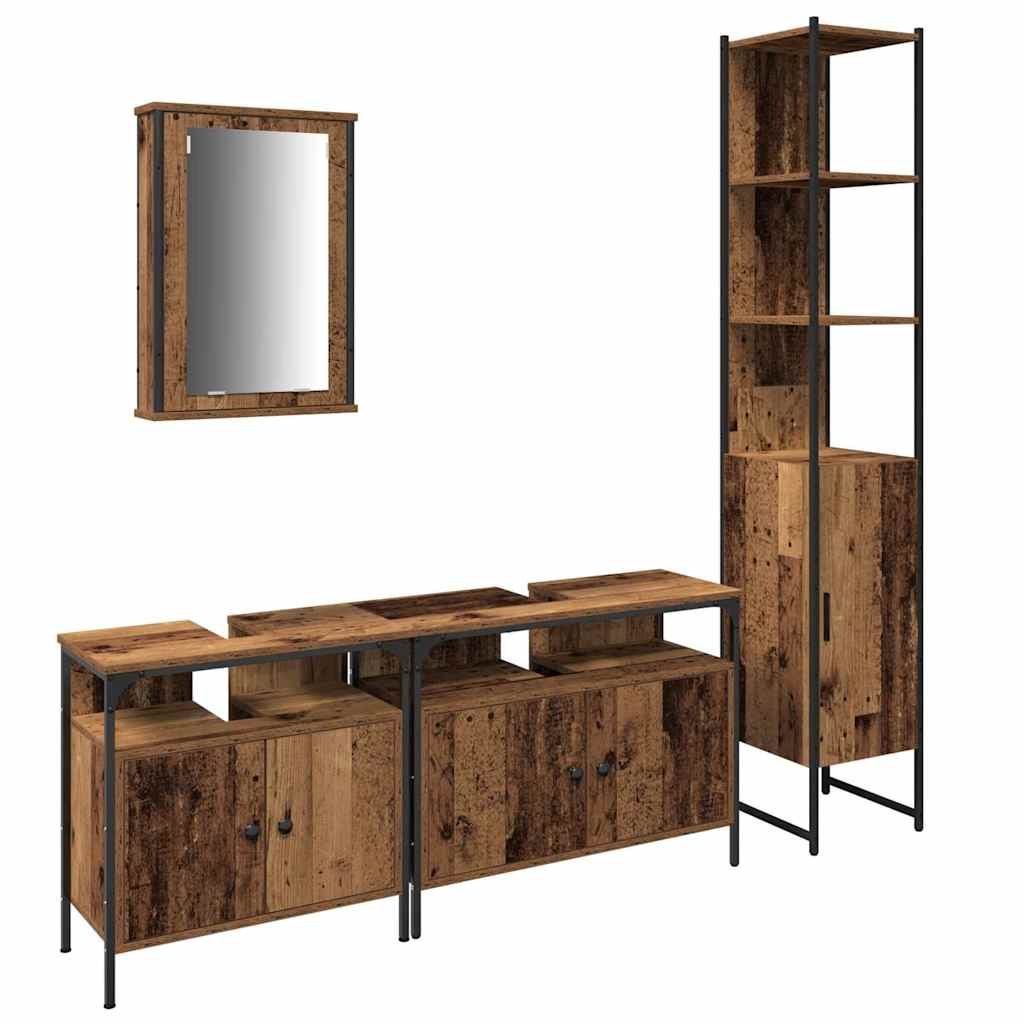 Badeværelsesmøbel Sæt 4 Pcs Gammelt Træ 33 X 33 X 185.5 Cm - Billede 2