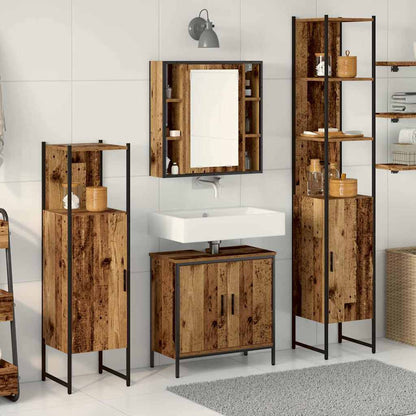 Badeværelsesmøbel Sæt Med Hylde 4 Pcs Brun 33 X 33 X 185.5 Cm - Hovedbillede