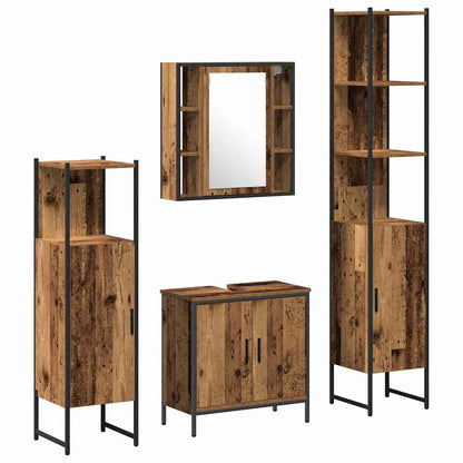 Badeværelsesmøbel Sæt Med Hylde 4 Pcs Brun 33 X 33 X 185.5 Cm - Billede 2