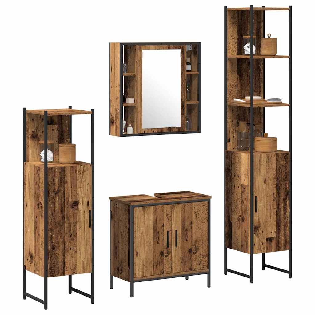 Badeværelsesmøbel Sæt Med Hylde 4 Pcs Brun 33 X 33 X 185.5 Cm - Billede 3