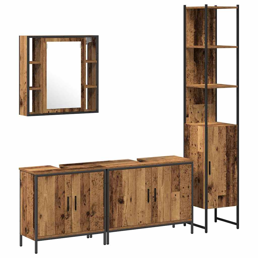 Badeværelsesmøbel Sæt Med Hylde 4 Pcs Brun 33 X 33 X 185.5 Cm - Billede 2
