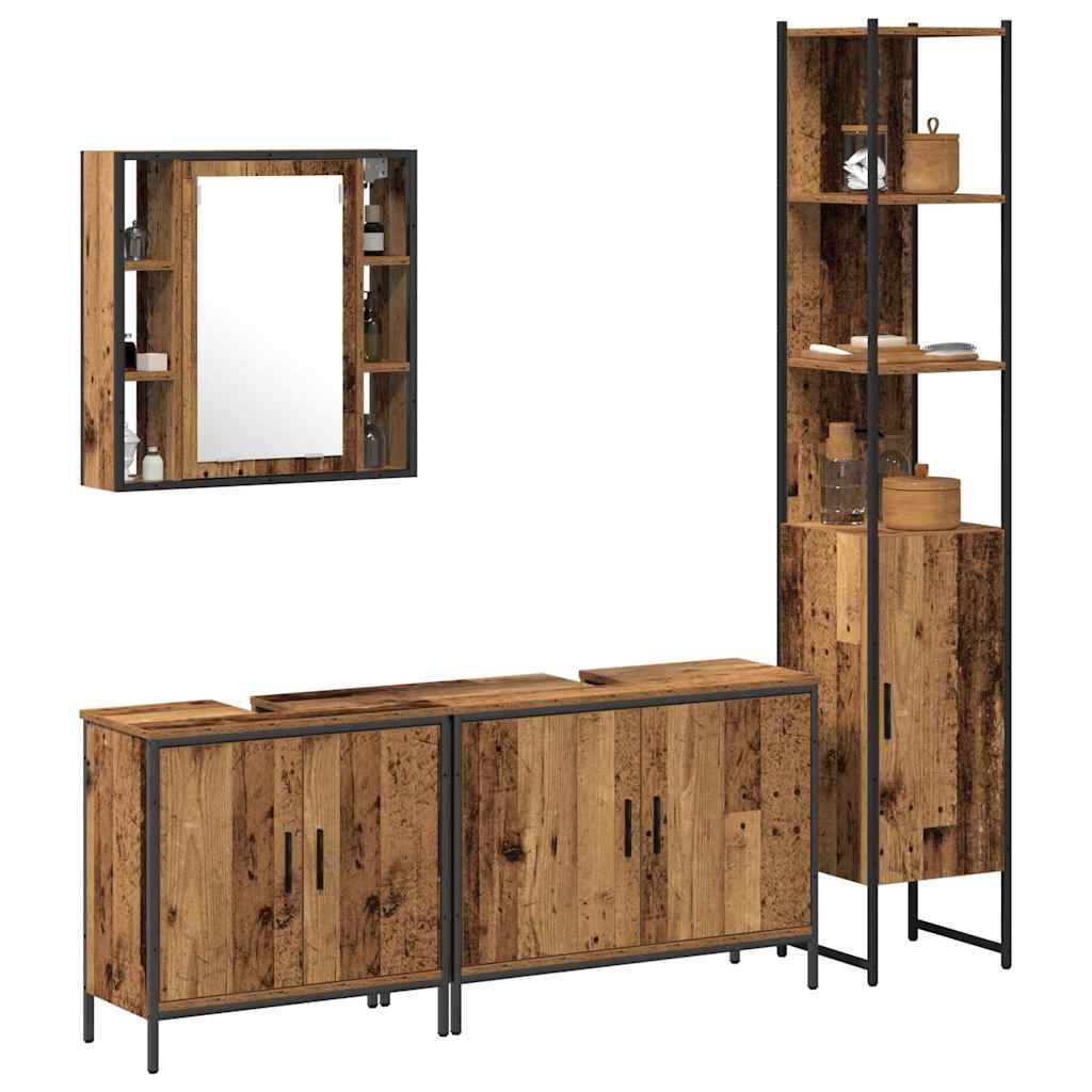 Badeværelsesmøbel Sæt Med Hylde 4 Pcs Brun 33 X 33 X 185.5 Cm - Billede 3
