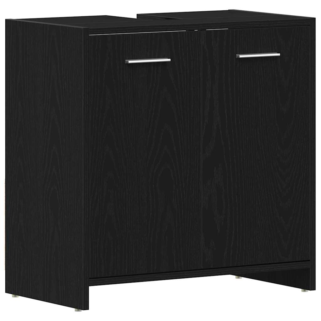 Badeværelsesmøbel Sæt Med Dør 4 Pcs Sort Eg 30 X 30 X 183.5 Cm - Billede 5
