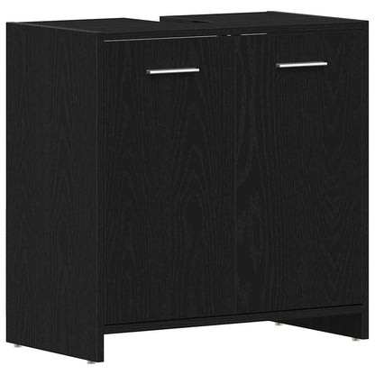 Badeværelsesmøbel Sæt Med Dør 4 Pcs Sort Eg 30 X 30 X 183.5 Cm - Billede 5