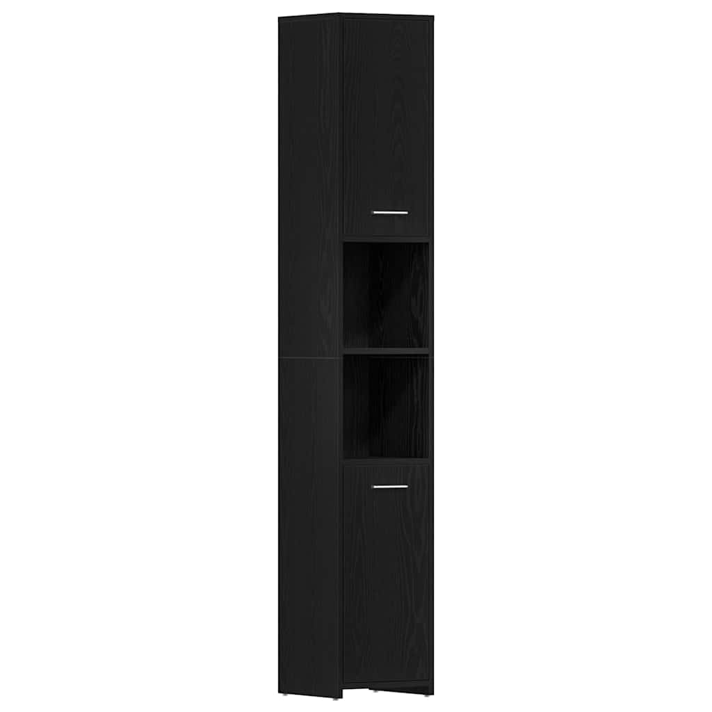 Badeværelsesmøbel Sæt Med Dør 4 Pcs Sort Eg 30 X 30 X 183.5 Cm - Billede 6