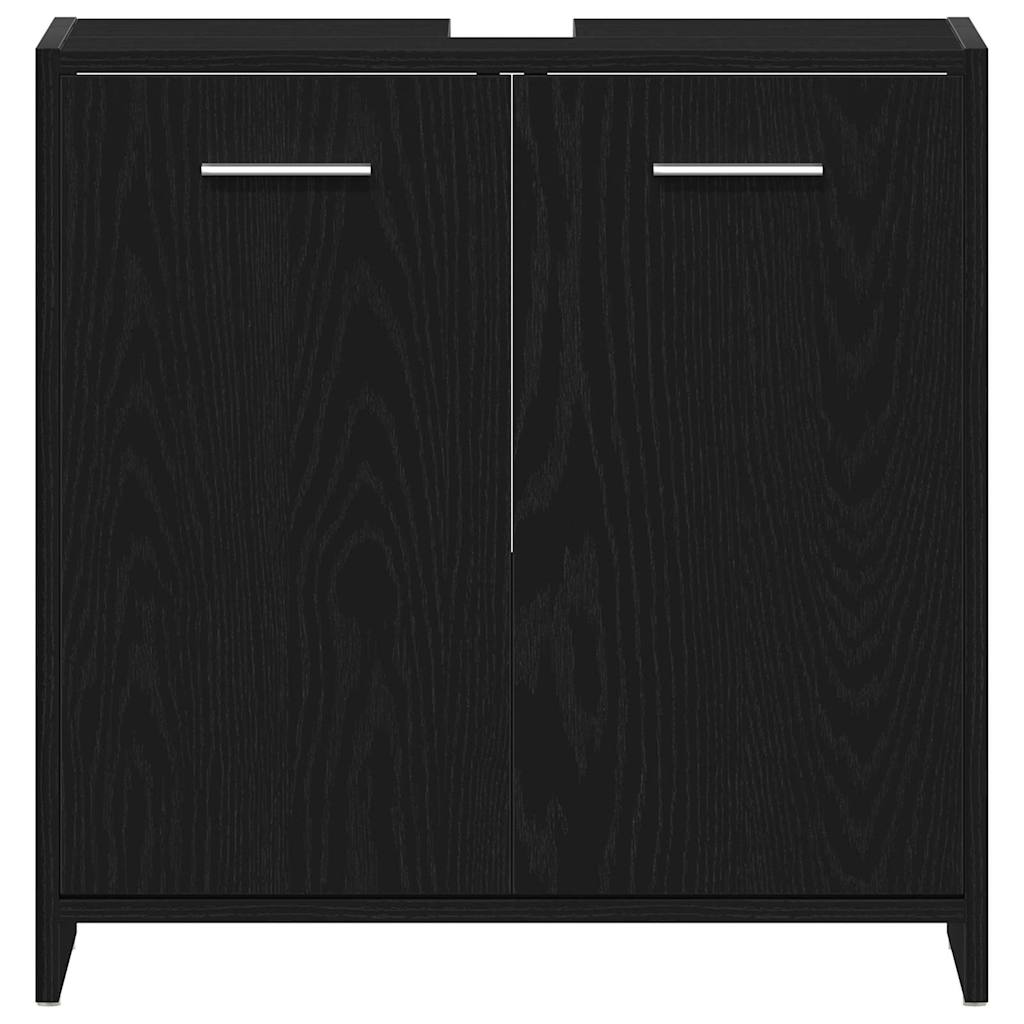 Badeværelsesmøbel Sæt Med Dør 4 Pcs Sort Eg 30 X 30 X 183.5 Cm - Billede 9