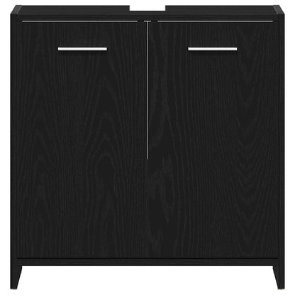 Badeværelsesmøbel Sæt Med Dør 4 Pcs Sort Eg 30 X 30 X 183.5 Cm - Billede 9