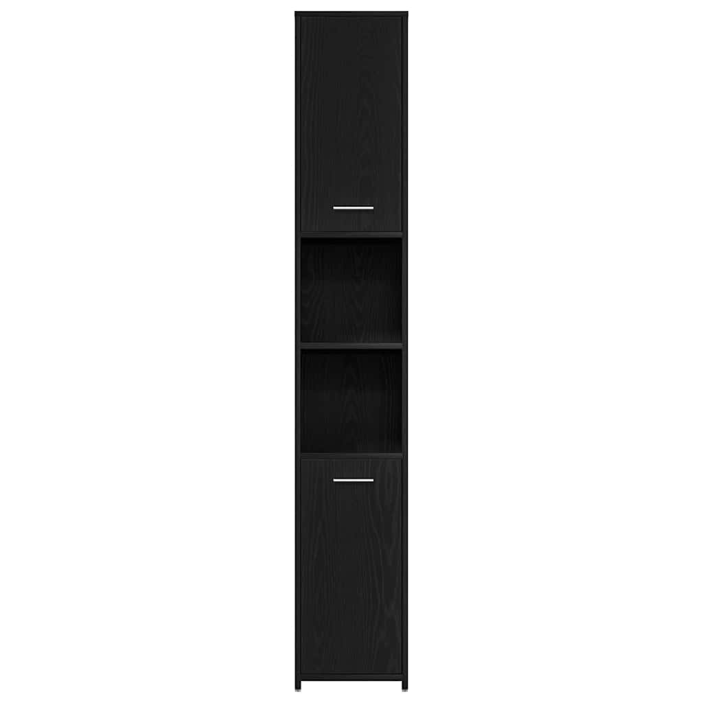 Badeværelsesmøbel Sæt Med Dør 4 Pcs Sort Eg 30 X 30 X 183.5 Cm - Billede 10