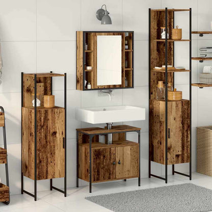 Badeværelsesmøbel Sæt 4 Pcs Gammelt Træ 33 X 33 X 185.5 Cm - Hovedbillede