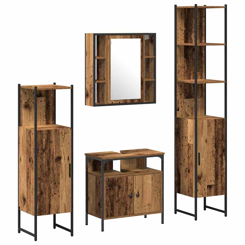 Badeværelsesmøbel Sæt 4 Pcs Gammelt Træ 33 X 33 X 185.5 Cm - Billede 2