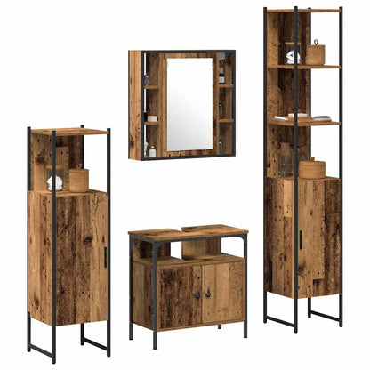 Badeværelsesmøbel Sæt 4 Pcs Gammelt Træ 33 X 33 X 185.5 Cm - Billede 3