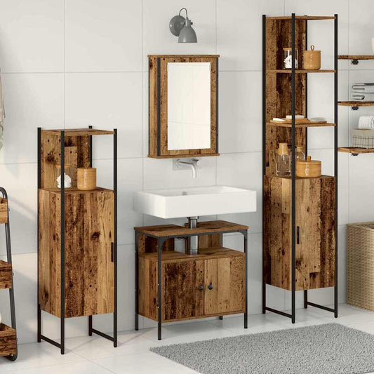 Badeværelsesmøbel Sæt 4 Pcs Gammelt Træ 33 X 33 X 185.5 Cm - Hovedbillede